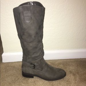 Gray knee high boots- wide calf